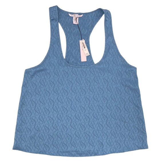 Victoria Secret Satin VS Logo Racerback Sleep Cami Tank NWT Sz M - Picture 5 of 9